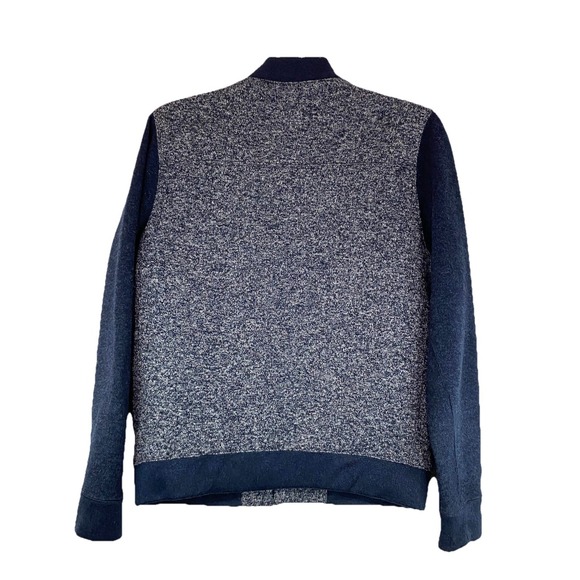 Abercrombie & Fitch Bomber Jacket Men's L Navy/Gray Quilted Zip Up Wool Blend - Picture 2 of 12